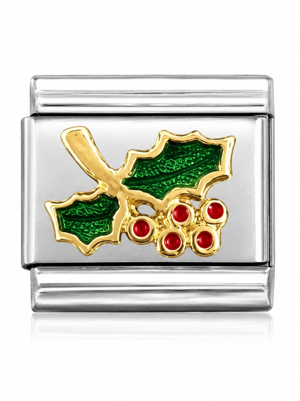 Vintage Nomination Composable Holly & Berry Link 18K Gold CZ Italy 030312/07